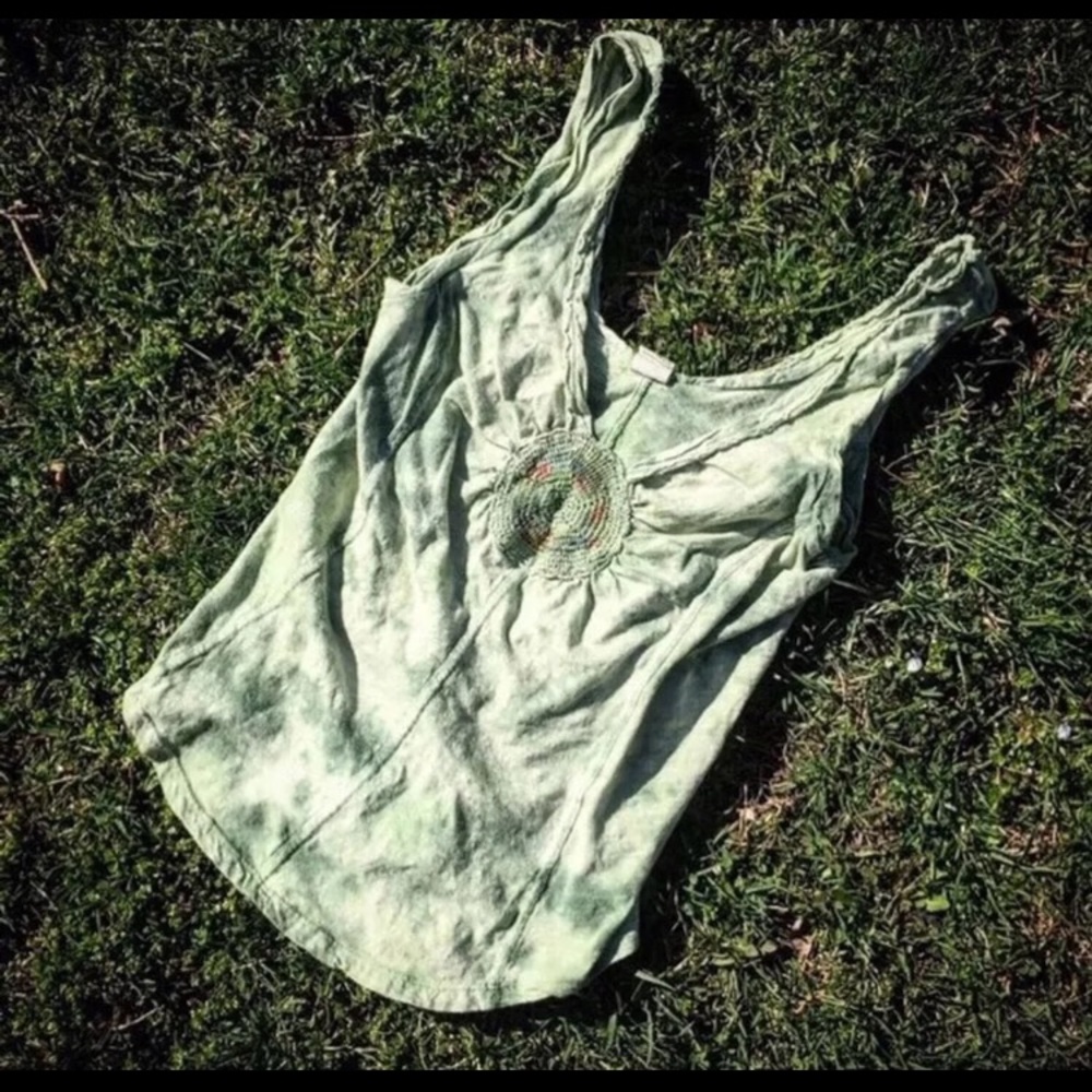 Green Free People Tie Dye Top